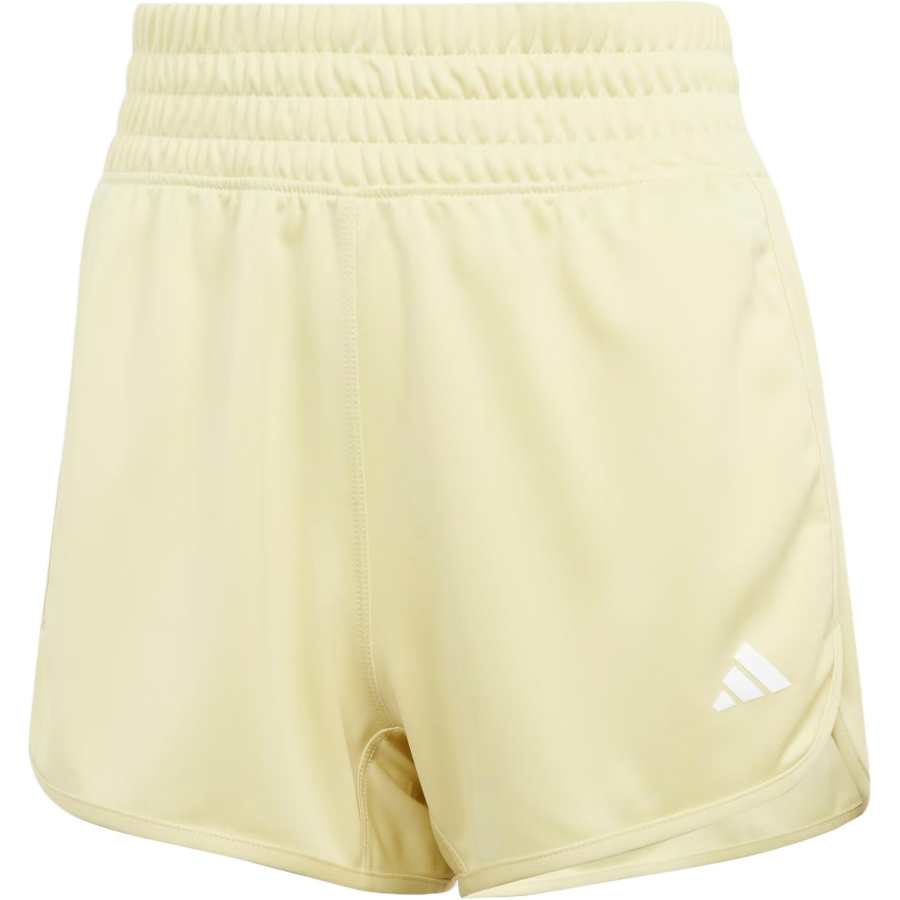 Adidas Adidas Women's Pacer Essentials Knit High Rise Shorts Powder Yellow/White