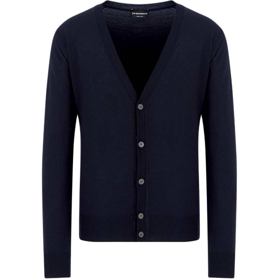 Emporio Armani Plain-knit virgin-wool V-neck cardigan