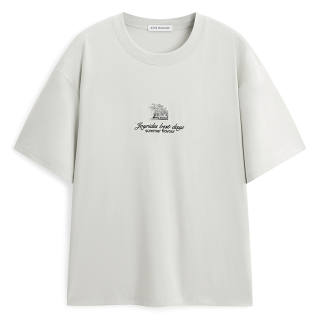 PEACEBIRD MEN T Shirts Unisex Light Gray Crew Neck Moderate Heavyweight