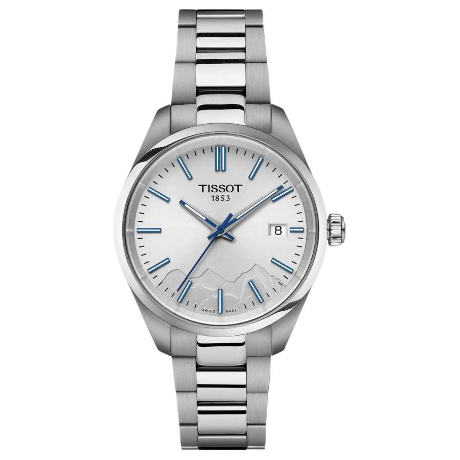 TISSOT PR Quartz Movement 100m Waterproof Women's Watch 34mm Silver Dial Stainless Steel Case