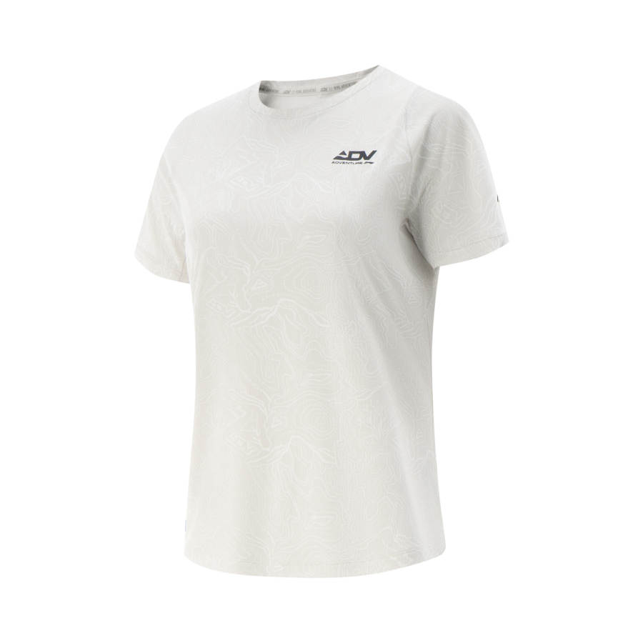 Li-Ning Li Ning Running Collection T Shirt Women's White Birch Gray Full Coverage Print