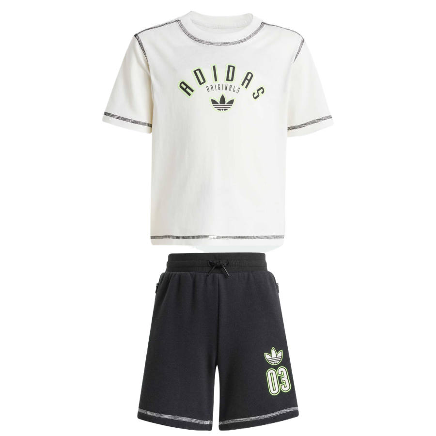 Adidas Originals Casual Sportswear SHORT TEE SET 2 Piece Set White/Black Children Aged 3 7 Years Old