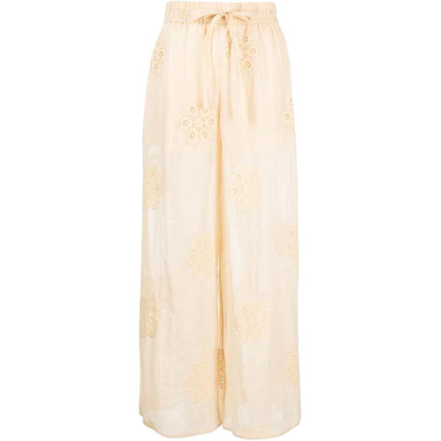Zimmermann Acadian Floral embroidered Ramie Trousers