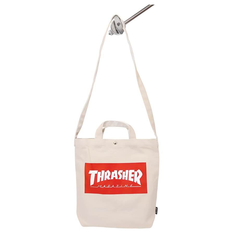 Thrasher Cotton Tote Bag, Shoulder Bag, Handbag Regular Unisex Ecru