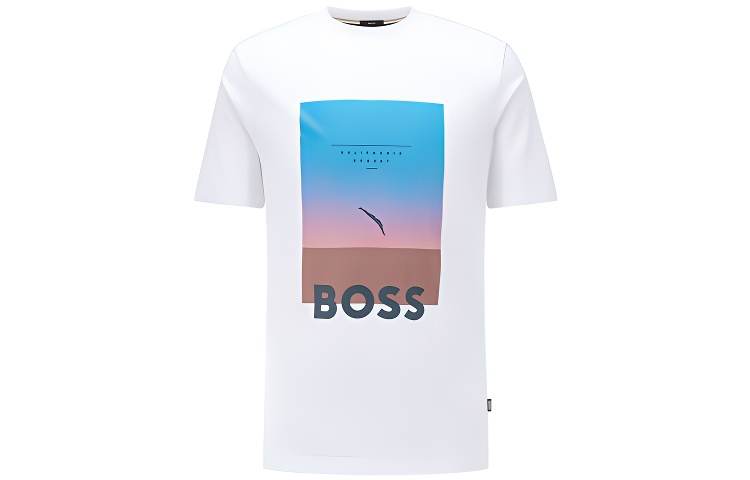 HUGO BOSS T Shirts Men's White Crew Neck Moderate Straight Fit