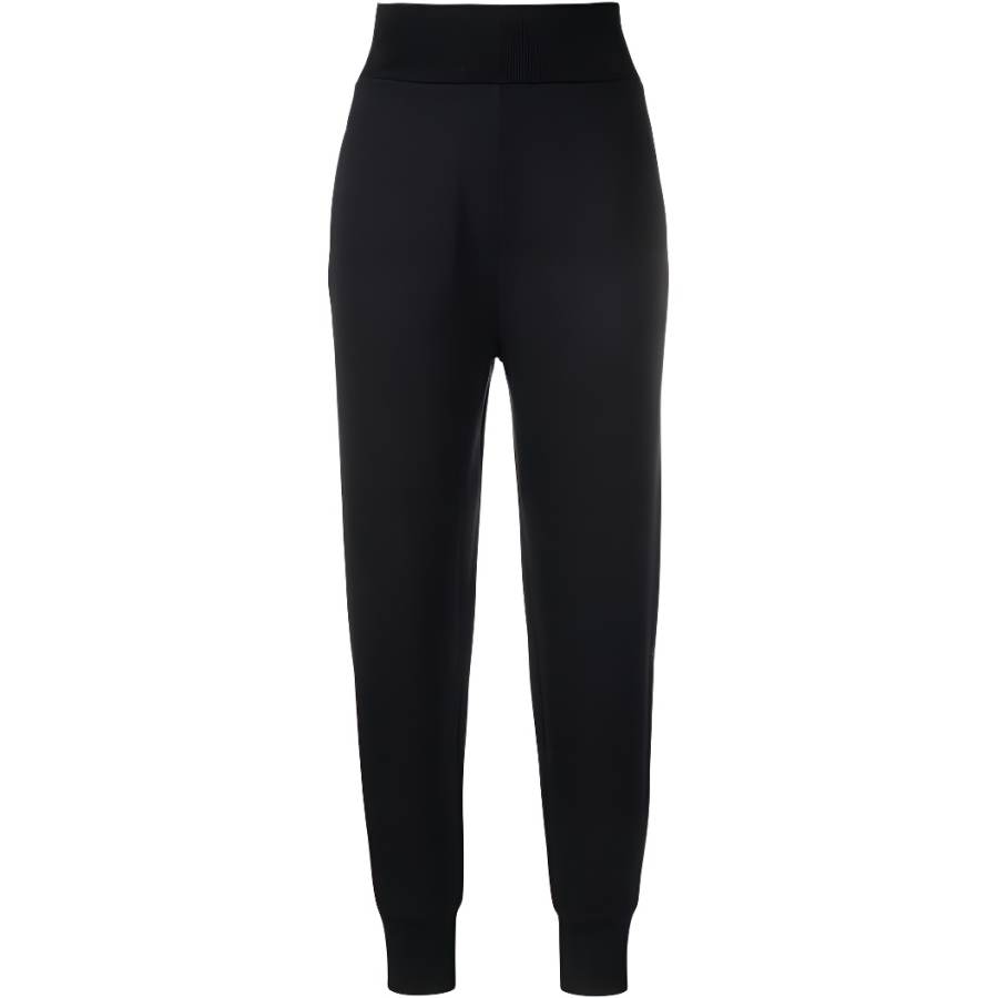 EMPORIO ARMANI Knitted Sweatpants Women's Black Moderate Cuffed Pants
