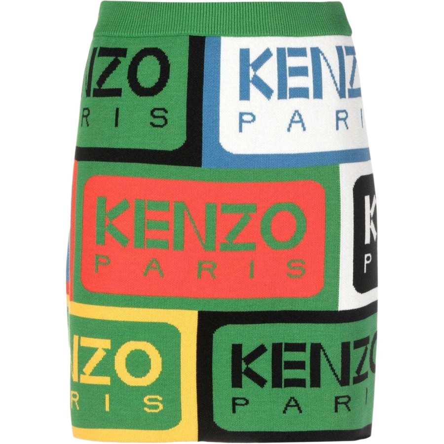 KENZO 【Previous Season】knitted logo-pattern mini skirt