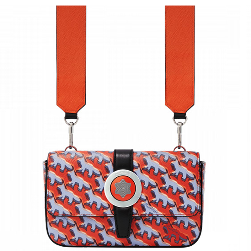 MONTBLANC MAISON KITSUNE Collaboration Leather Clutch, Crossbody Bag Regular Men's Orange