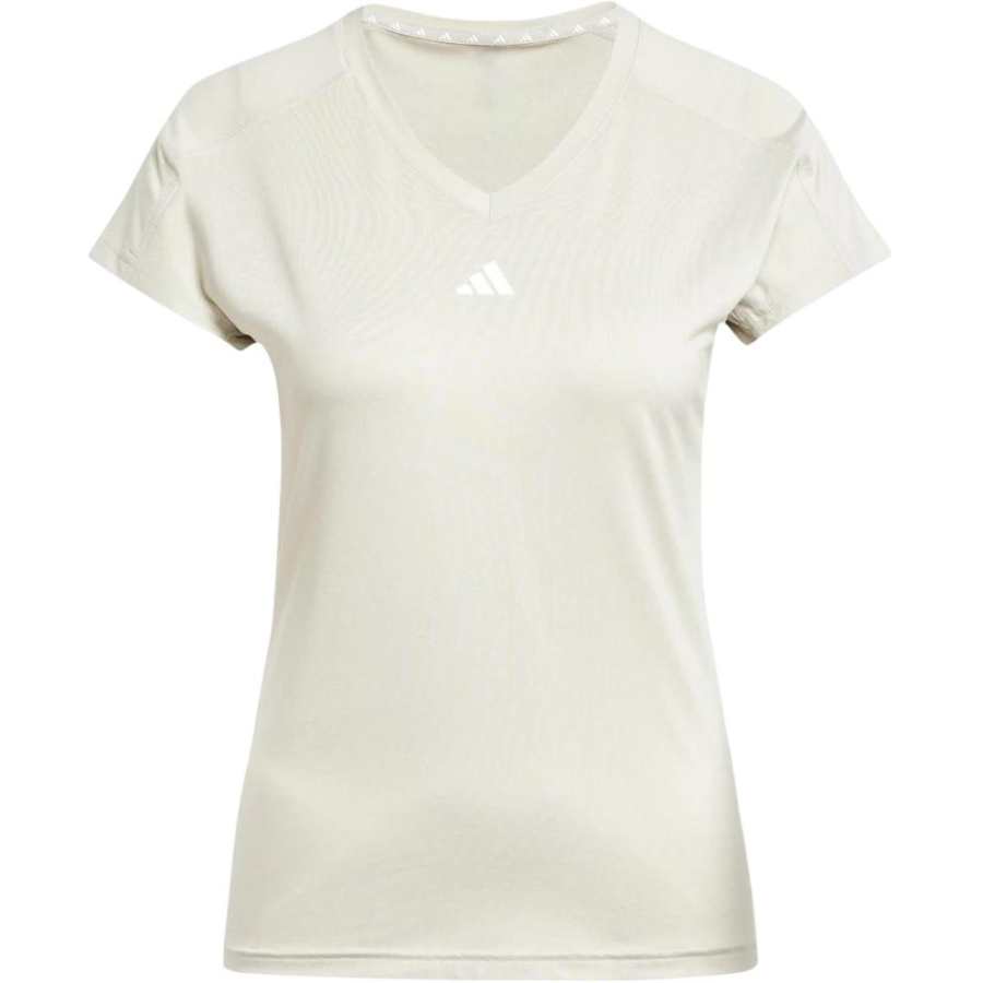 Adidas Adidas Women's Aeroready Train Essentials Minimal Branding V Neck T Shirt Wonder Alumina/White
