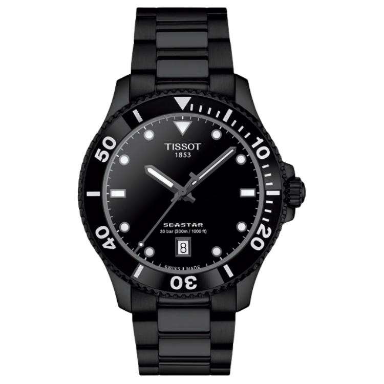 TISSOT SEASTAR Quartz Movement 300m Waterproof Men's Watches Watch 40mm Black Dial Stainless Steel Case
