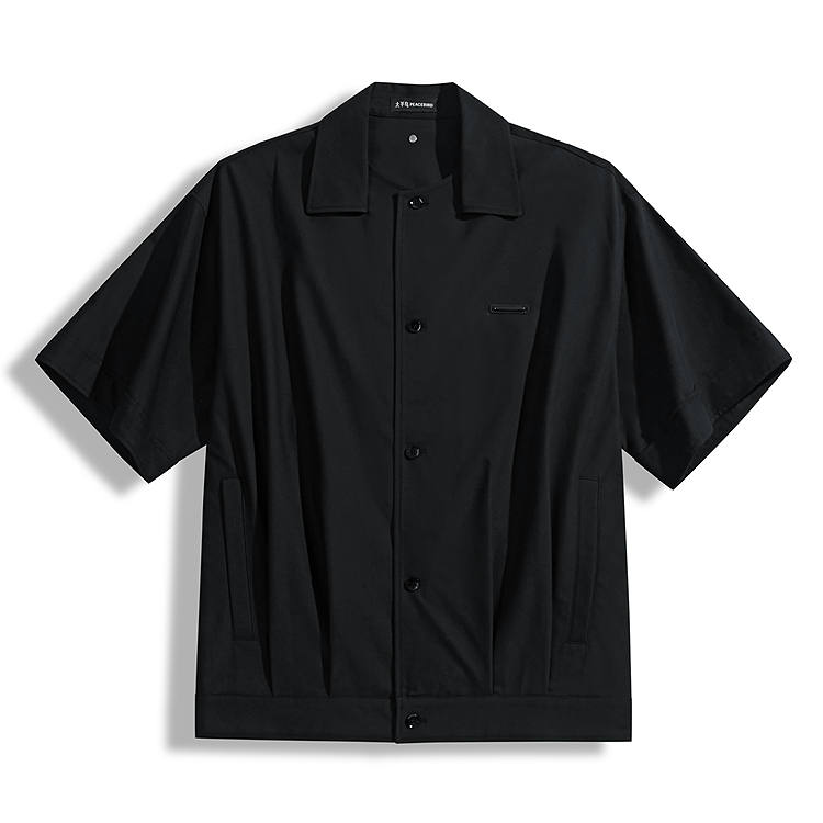 PEACEBIRD MEN Shirts Men's Black 1 Lapel Moderate Shirt