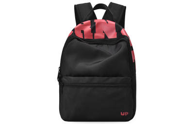 TURN UP Polyester Backpack Unisex Black Red Color Block