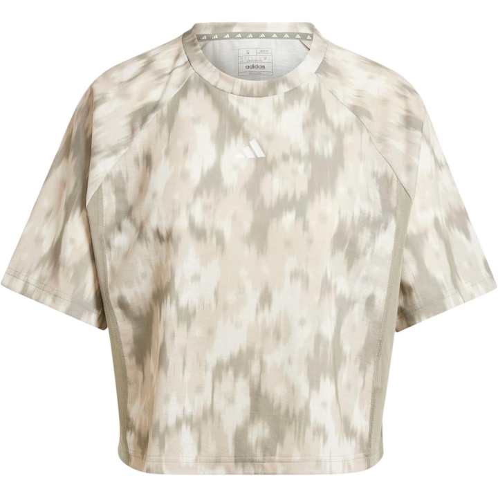 Adidas Adidas Women's Train Essentials Allover Print Flower Tie Dye T Shirt Silver Pebble