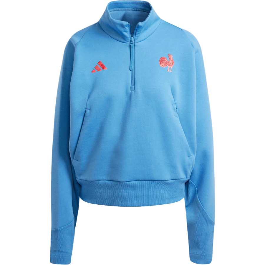 Adidas Adidas Women's France Rugby Z.N.E. Travel Quarter Zip Top Focus Blue