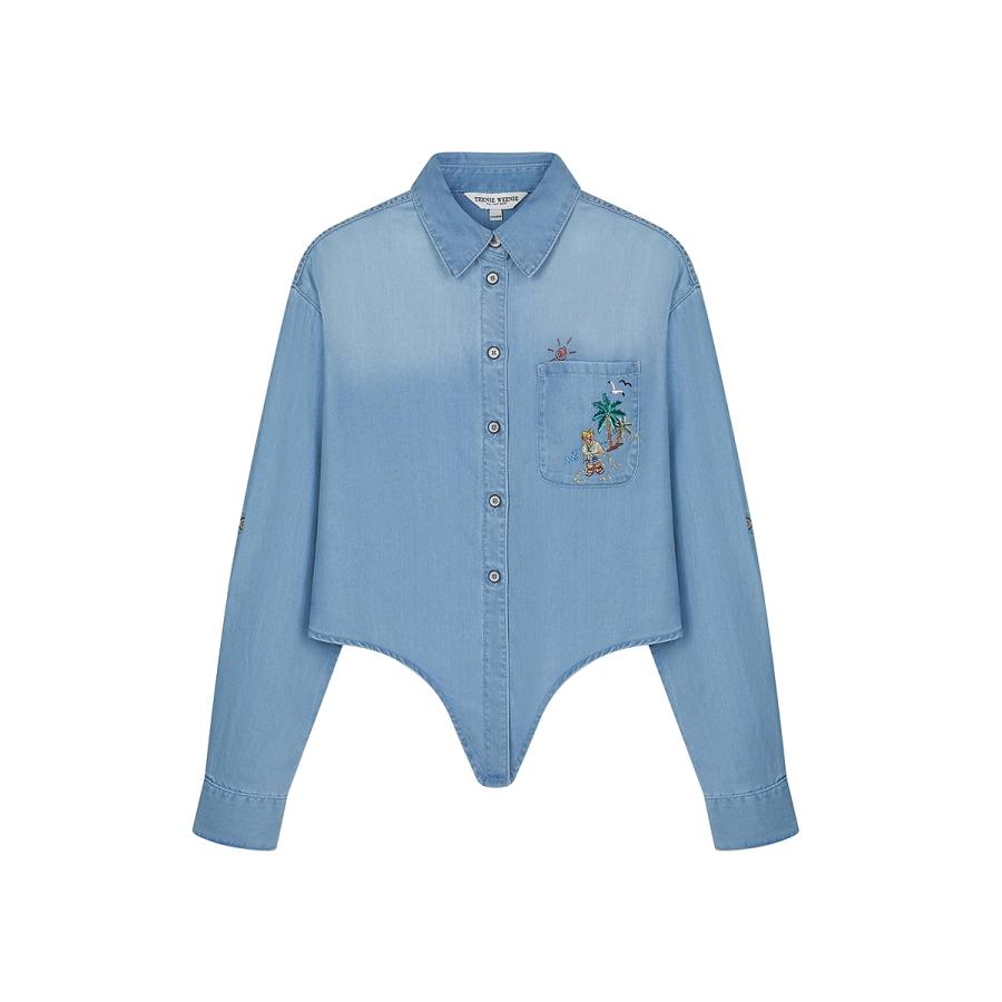 Teenie Weenie Shirts Women's Light Blue Lapel Moderate