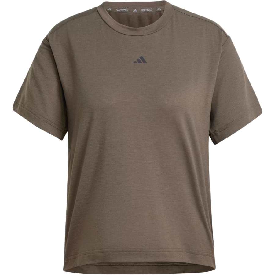 Adidas Adidas Women's Power Back Cutout 3 Stripes T Shirt Shadow Olive