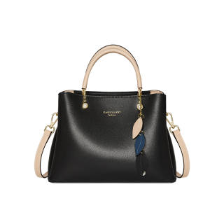 NALANDU Cow Leather With Synthetic Leather Handbag, Shoulder Bag, Crossbody Bag Large Women's Black/Red/Blue
