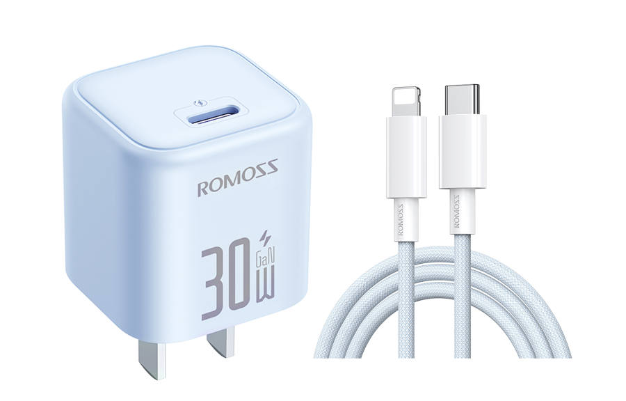 ROMOSS PD Fast Charging+1m Apple Cable Set Type C Cable For IPhone 15/14/13/12/11 20W Apple Charger
