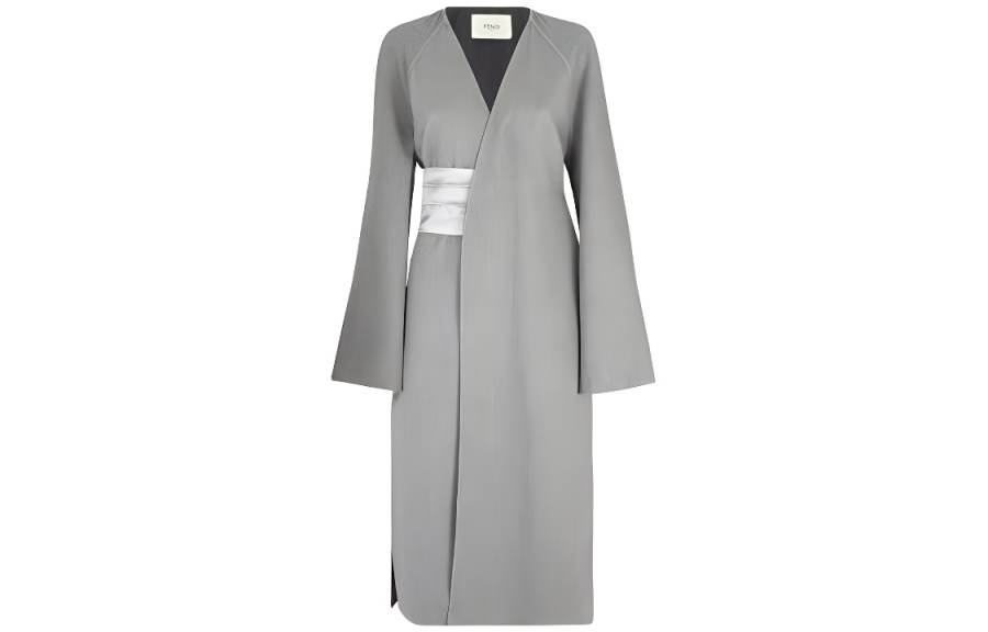 FENDI Coats Women's Gray Thickened Straight Fit