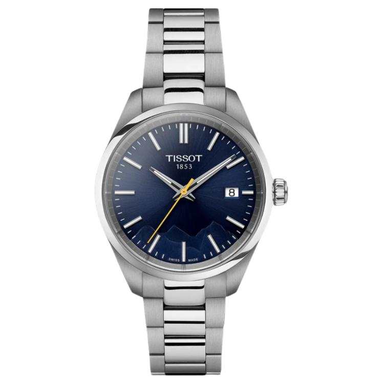TISSOT PR Quartz Movement 100m Waterproof Women's Watch 34mm Blue Dial Stainless Steel Case