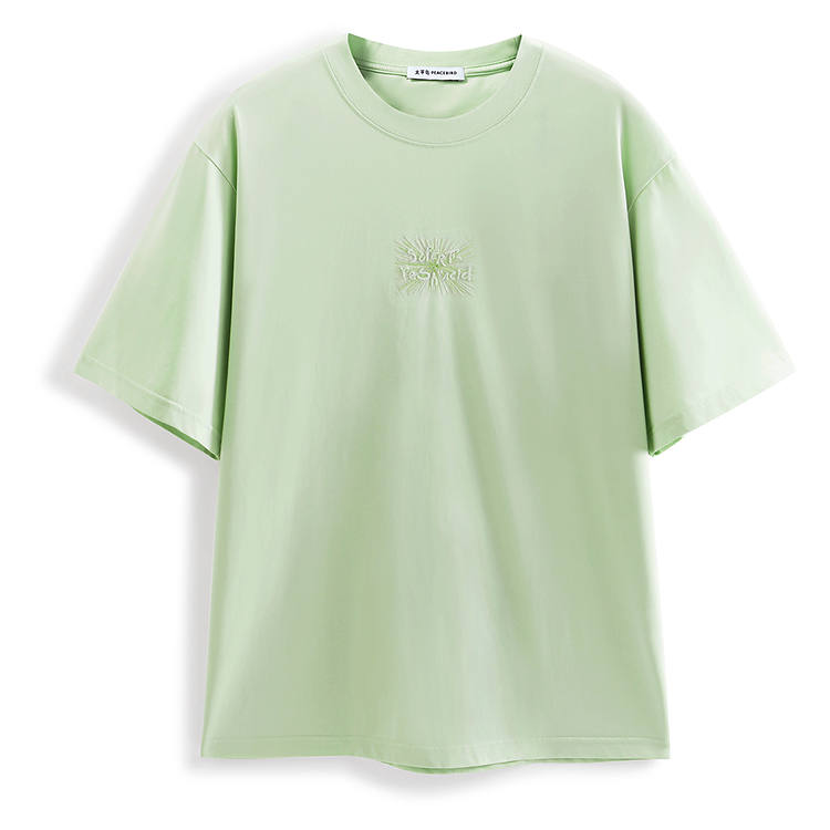 PEACEBIRD MEN T Shirts Men's Aqua Foam Green Crew Neck