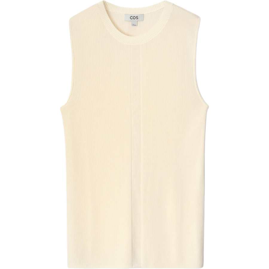 COS Tank Tops Women's Ecru Crew Neck Moderate Other