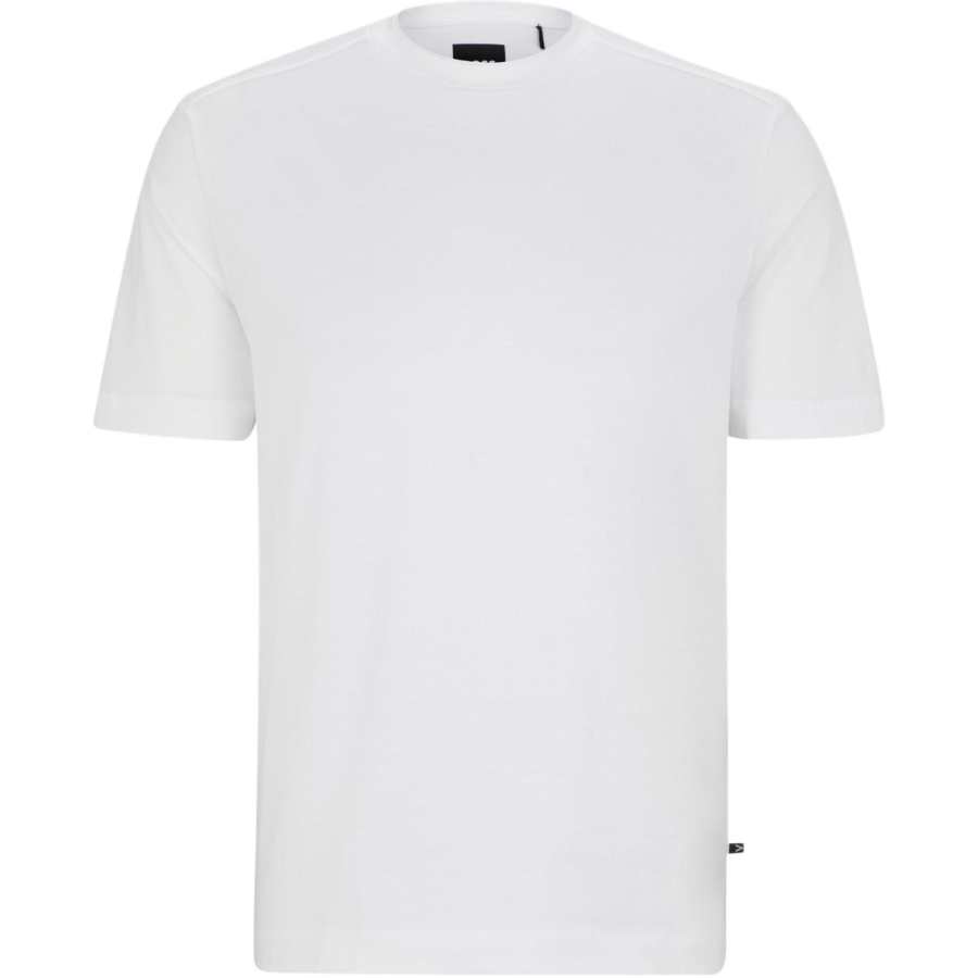 HUGO BOSS Mixed Material T Shirt With Mercerized Stretch Cotton T Shirt Men's White
