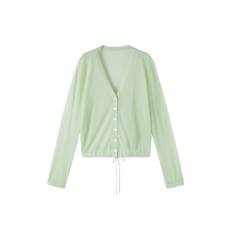 XIANGYING Knitwear Women's V Neck Moderate Cardigan