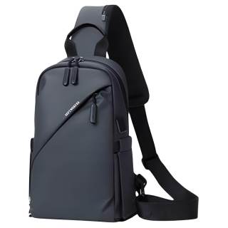 SEPTWOLVES Coated Fabric Sling Bag Large Men's Black/Gray