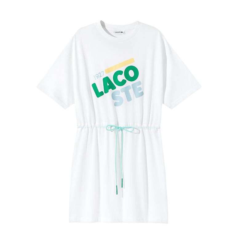 LACOSTE Short Sleeved Dress Women's White