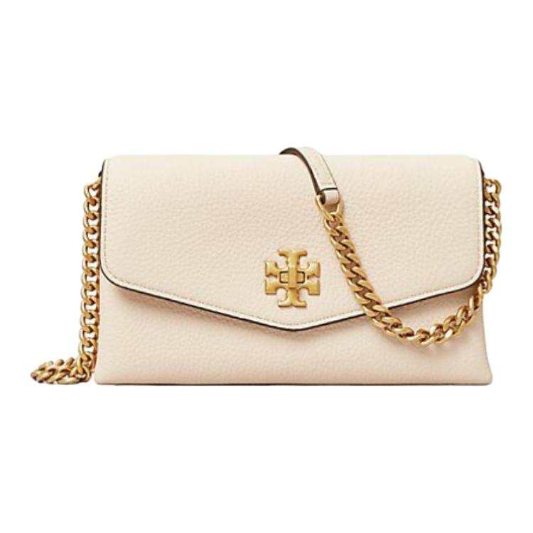 TORY BURCH Kira Pebble Texture Road Leather Envelope Bag, Shoulder Bag, Crossbody Bag Women's Cream White