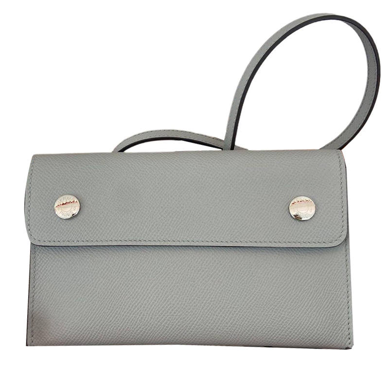 HERMES Hermèsnap Epsom Calfskin Wallet Mini Women's 8U Bleu Glacier Blue