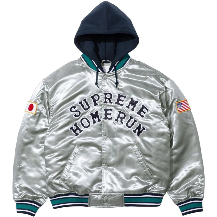 Supreme Supreme Homerun Satin Hooded Varsity Jacket