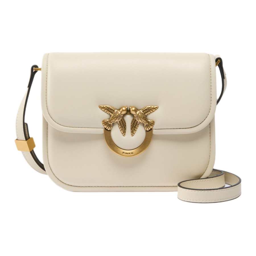 PINKO Love Bag Sheepskin Crossbody Bag, Shoulder Bag Women's White