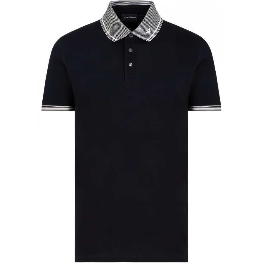 EMPORIO ARMANI Piped Collar Piqué Polo Shirt