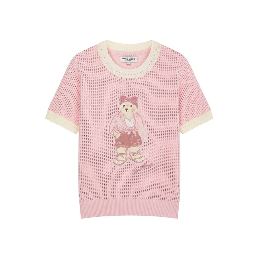 Teenie Weenie T Shirts Women's Pink Crew Neck Moderate Other