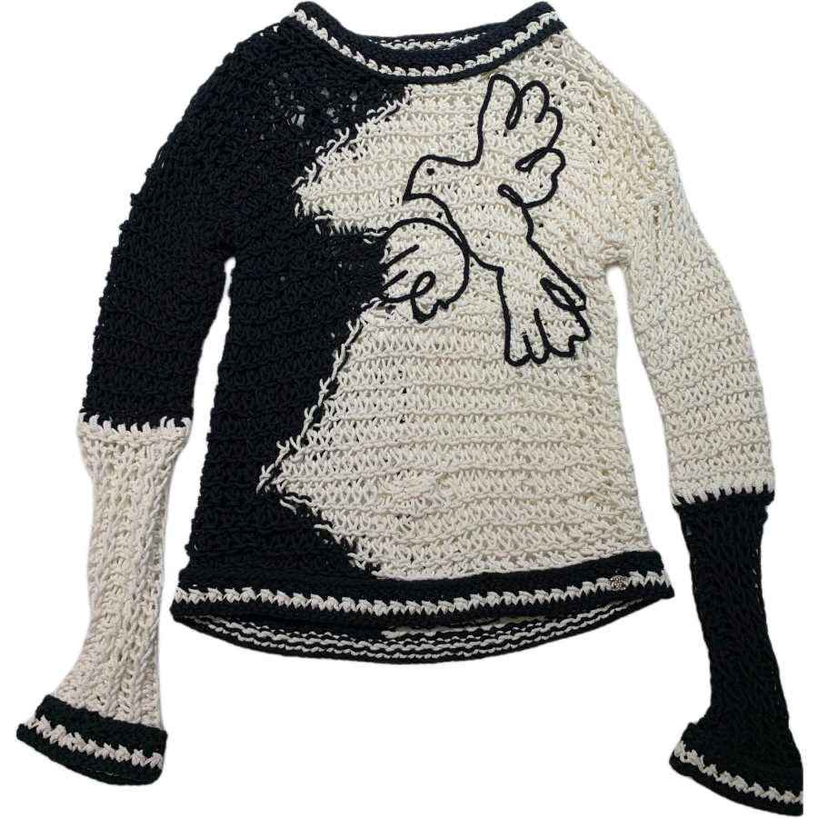 CHANEL 22C Early Spring Vacation Collection Knitwear Women's Black White