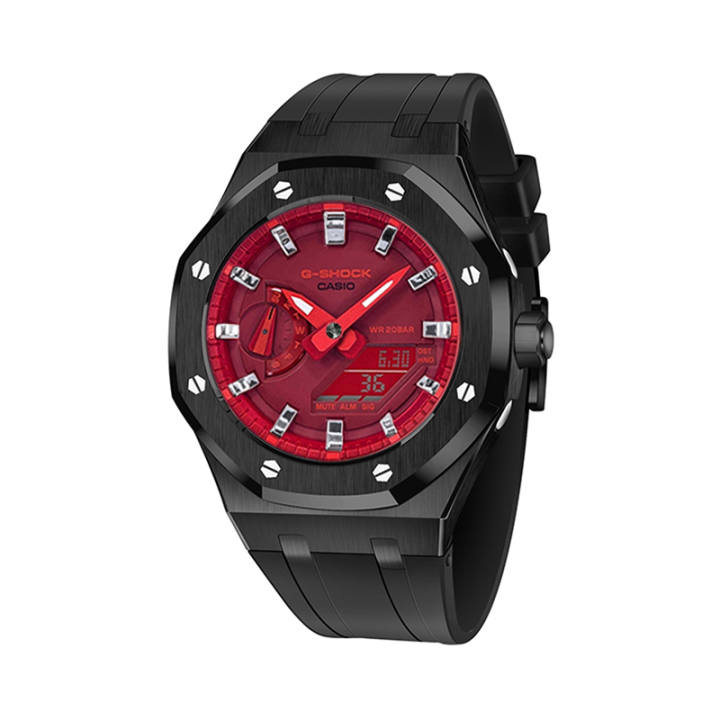 CASIO CASIO Custom Collection Electronic Movement Resin Strap Watch Unisex Red Watch Dial