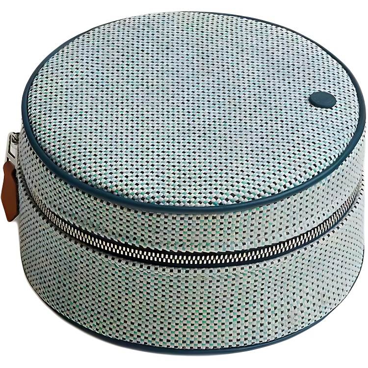HERMES Cotton Travel Storage Bag Women's Marine Blue