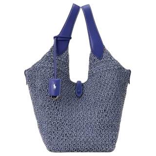 Polo Ralph Lauren Fabric Handbag Women's Bright Blue & Optical White