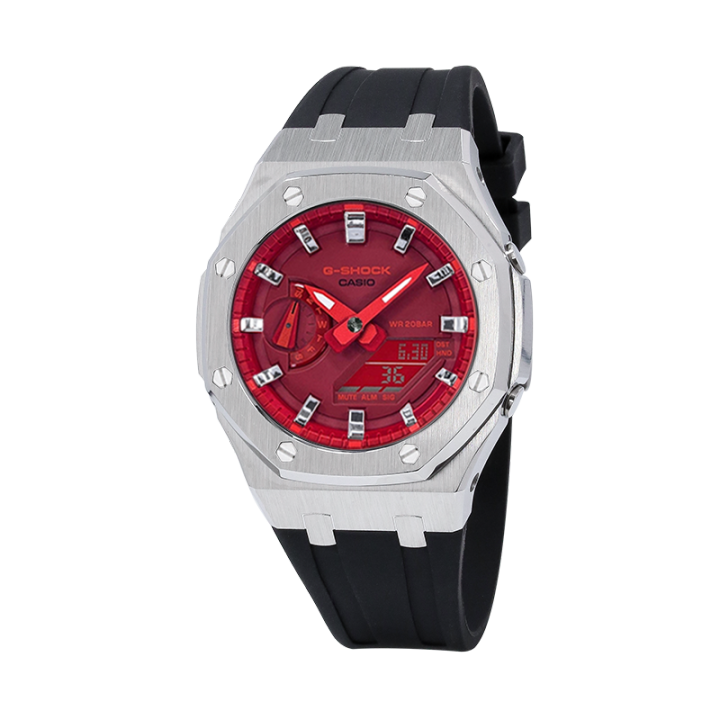 CASIO CASIO Custom Collection Electronic Movement Resin Strap Watch Unisex Red Watch Dial