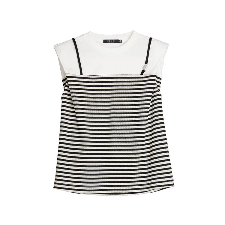 ELLE T Shirts Women's Stripes Crew Neck Moderate