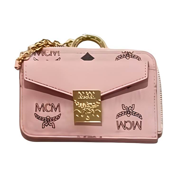 MCM Tracy Natural Nappa Leather Card Holder Card Holder Mini Women's Pink