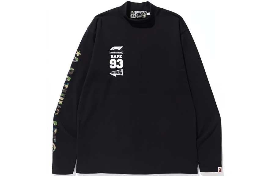A BATHING APE Bape X F1 Mock Neck Long Sleeve Tee