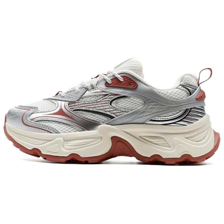 XTEP Mei Li 3.0 Slip Resistant Abrasion Resistant Low top Chunky Sneakers Women's White Silver