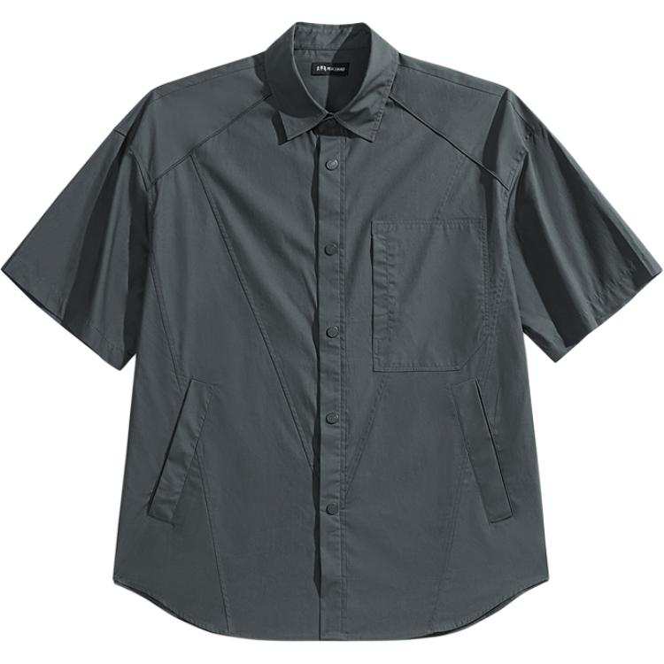 PEACEBIRD MEN Shirts Men's Gray 1 Lapel Moderate Shirt