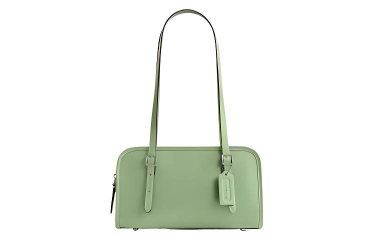 COACH Swing Zip Glove Tanned Leather Shoulder Bag, Handbag, Shoulder Bag Medium Women's Light Pistachio Green