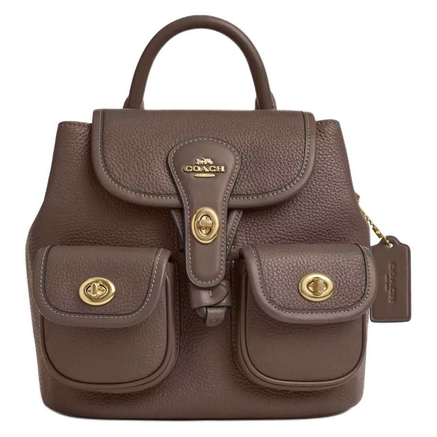 COACH COACH Hadley Smooth Leather Backpack Medium Women's Dark Stone Color