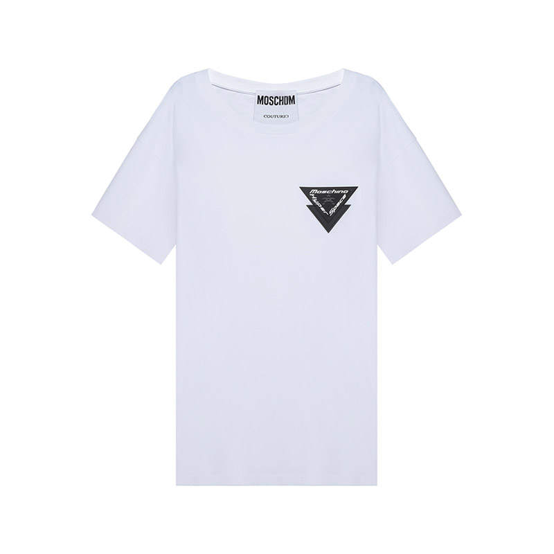 MOSCHINO T Shirts Men's White Crew Neck Moderate Straight Fit