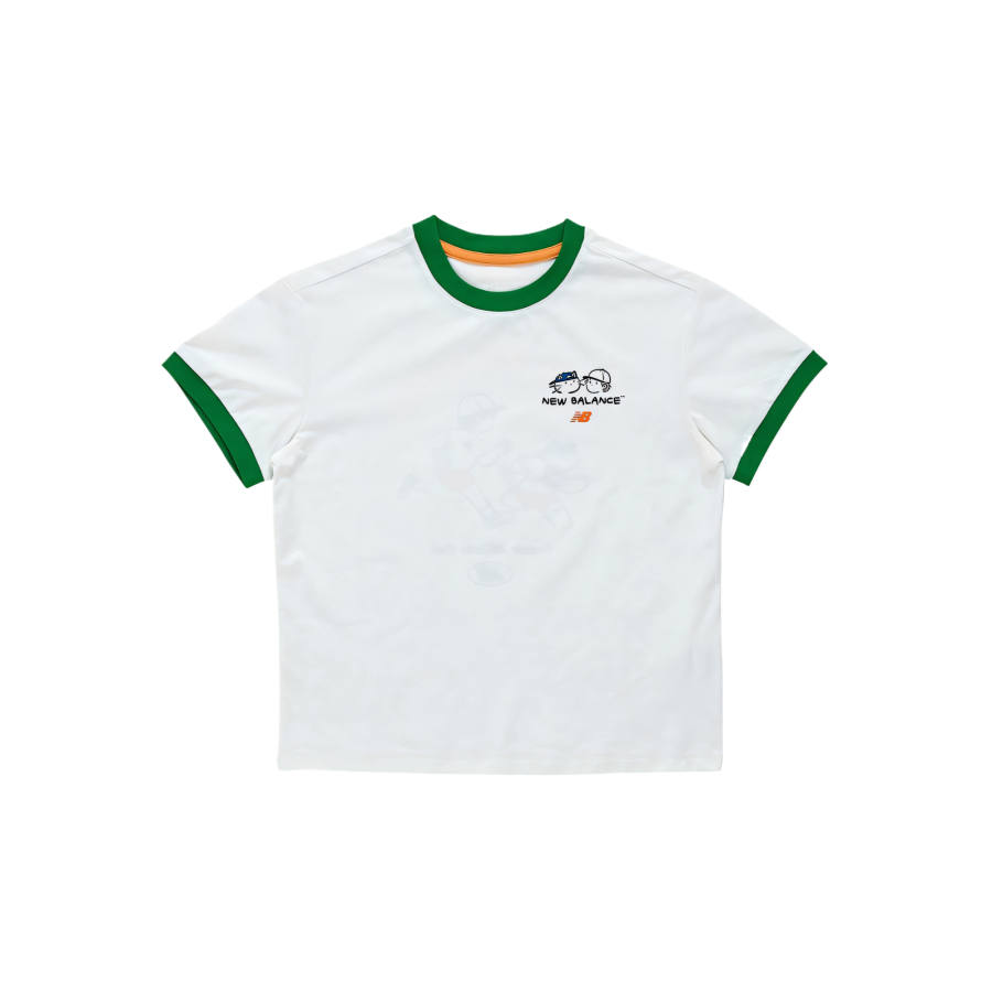 New Balance New Balance T Shirt SS25 White Green Children Aged 3 7 Years Old